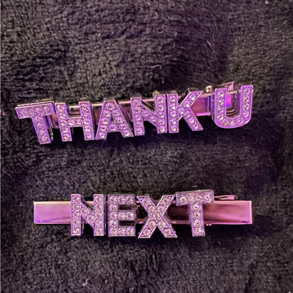“Thank U, Next” rhinestone hair clips